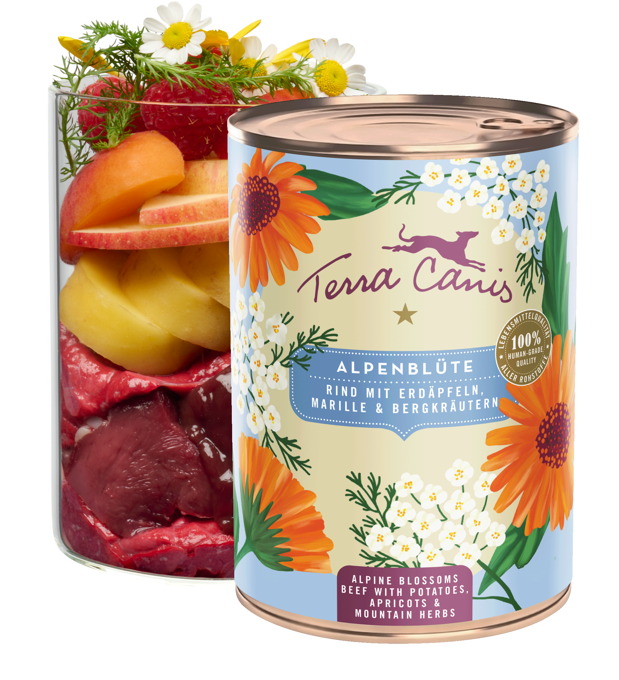 Alpenblüte: Rind mit Erdäpfeln, Marille und Bergkräutern