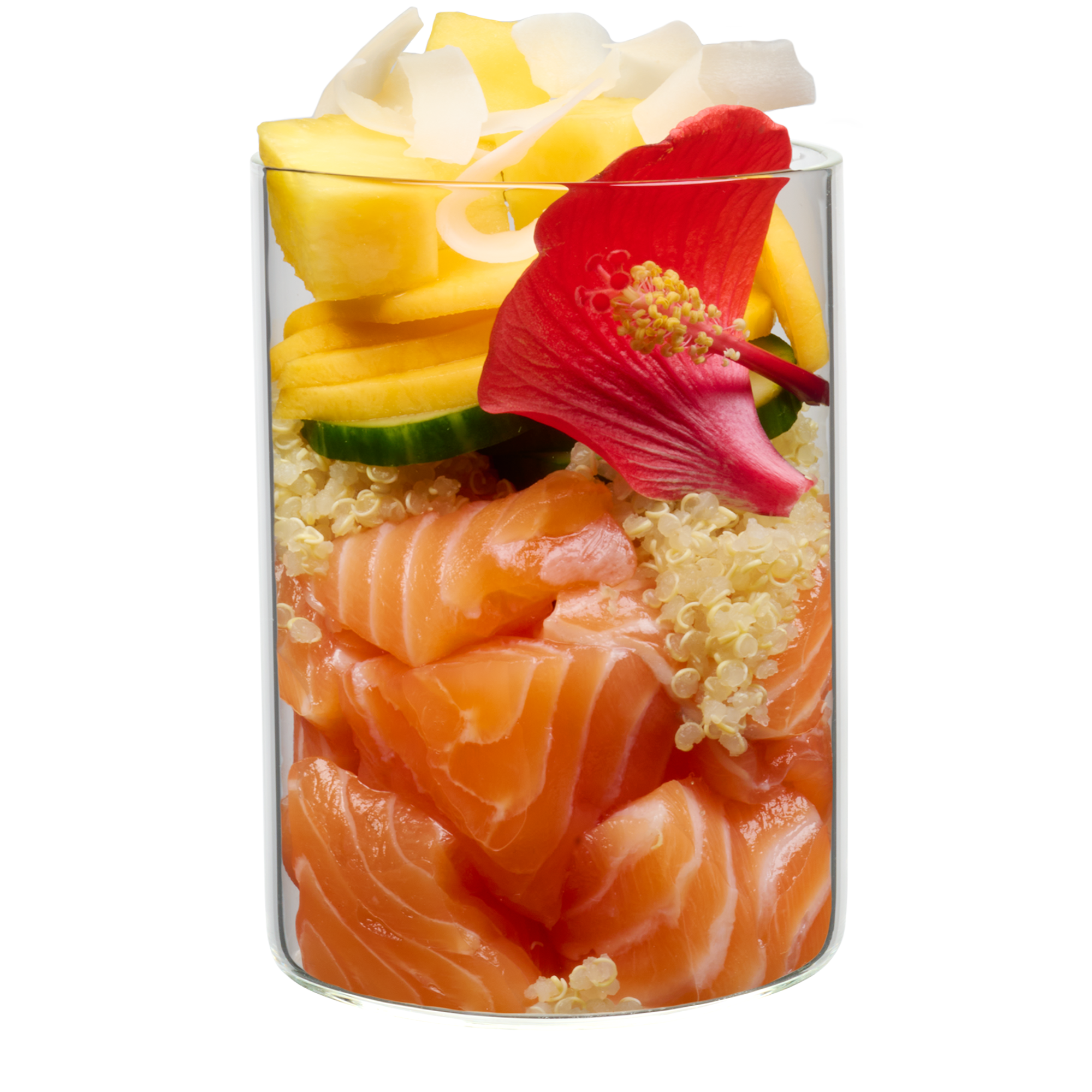 Waikiki Woof: salmon with quinoa, mango and hibiscus