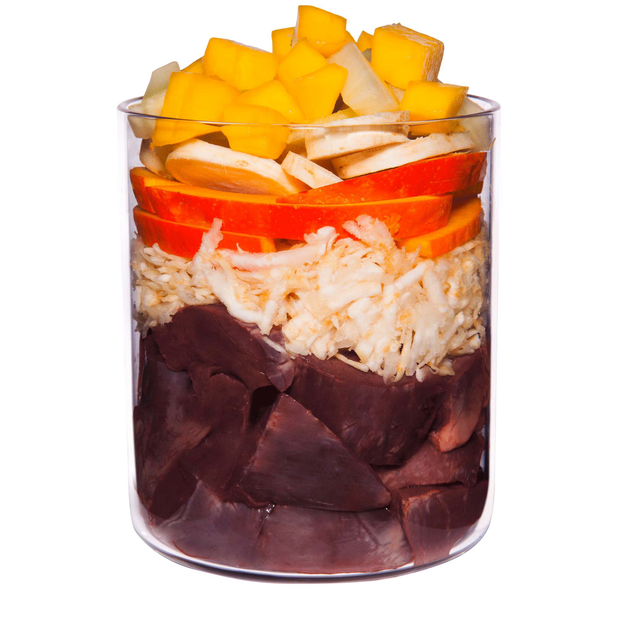 Kalb mit Petersilienwurzel, Mango und Johannisbeere