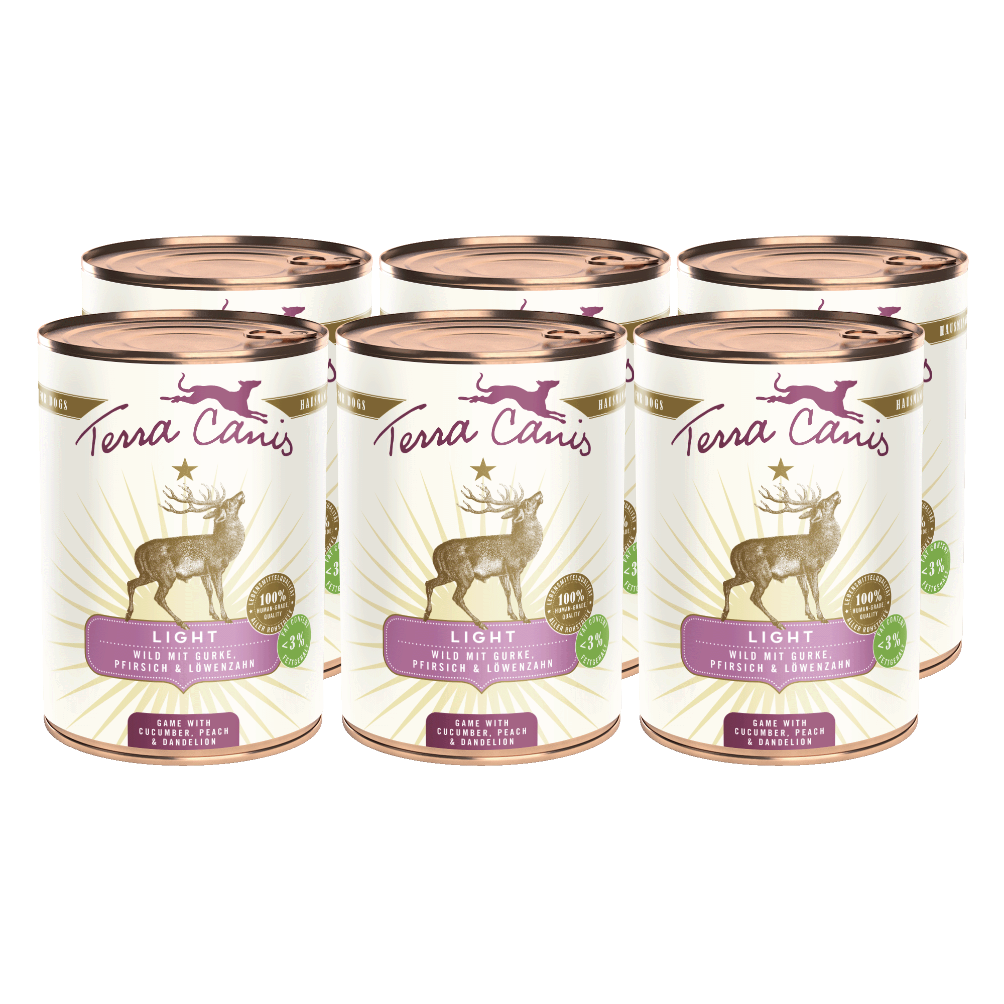 Terra Canis Light | Wild mit Gurke, Pfirsich und Löwenzahn 6x 400g