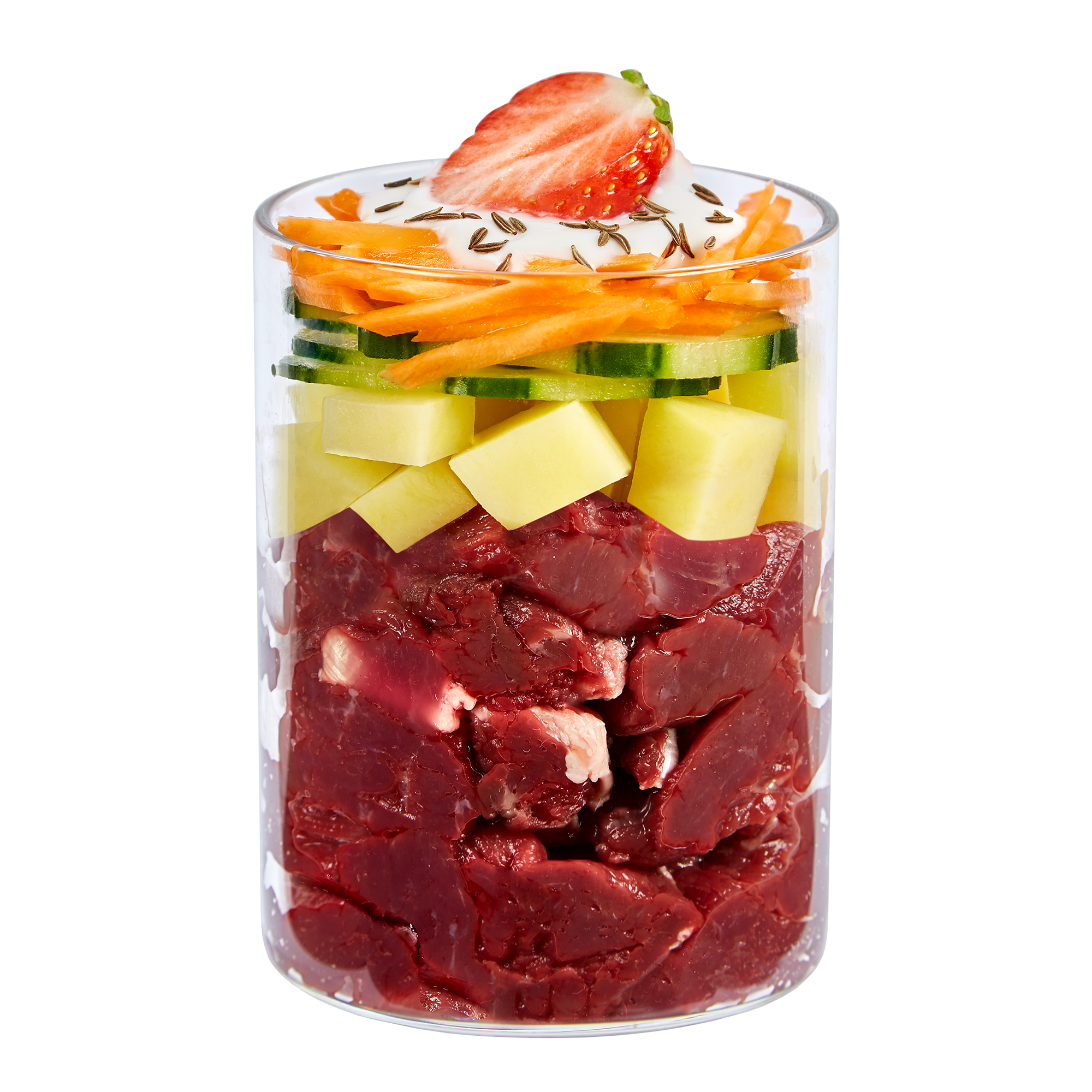 Cavallo con cetriolo e fragola
