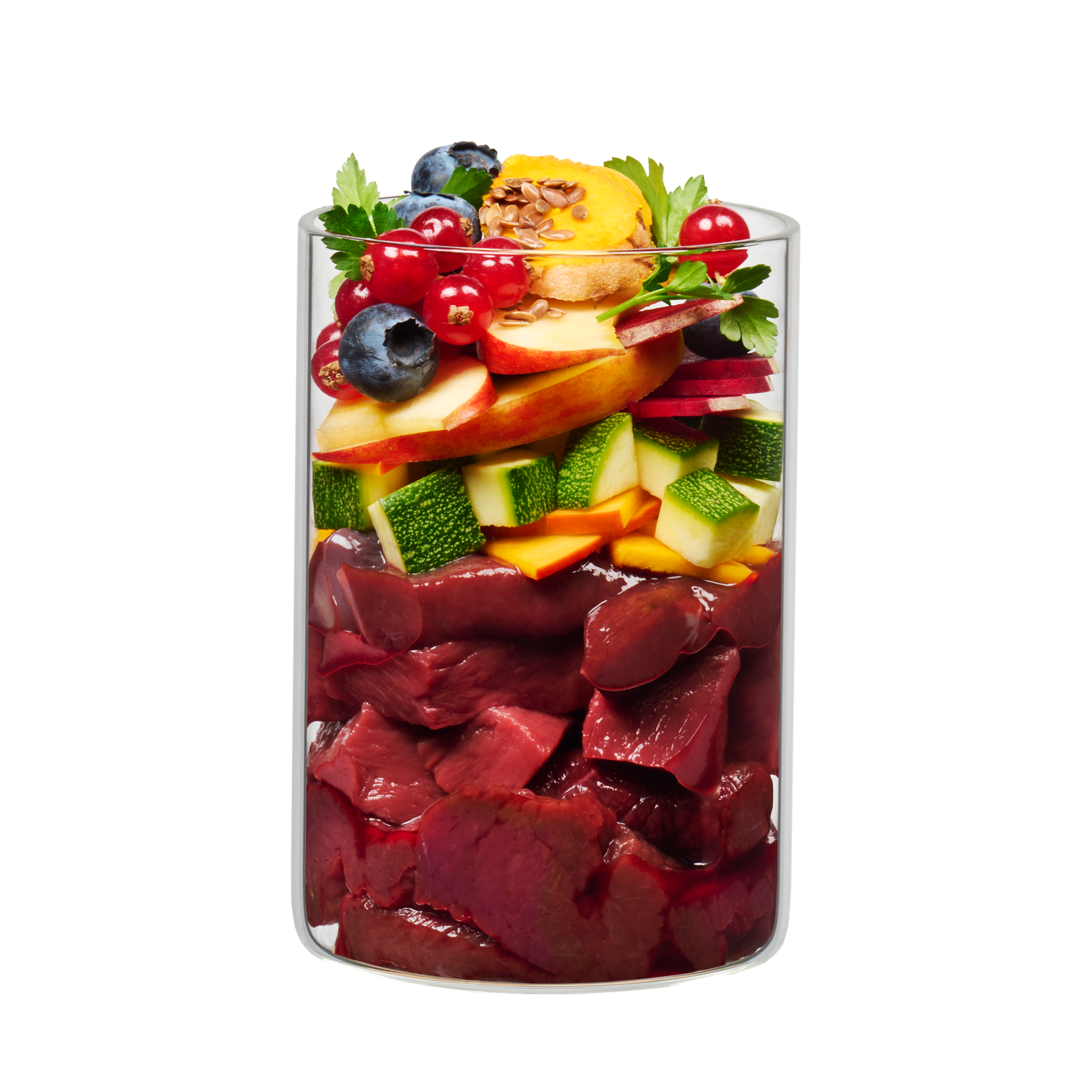 Rind-Wild mit Kürbis, Apfel und Blaubeere
