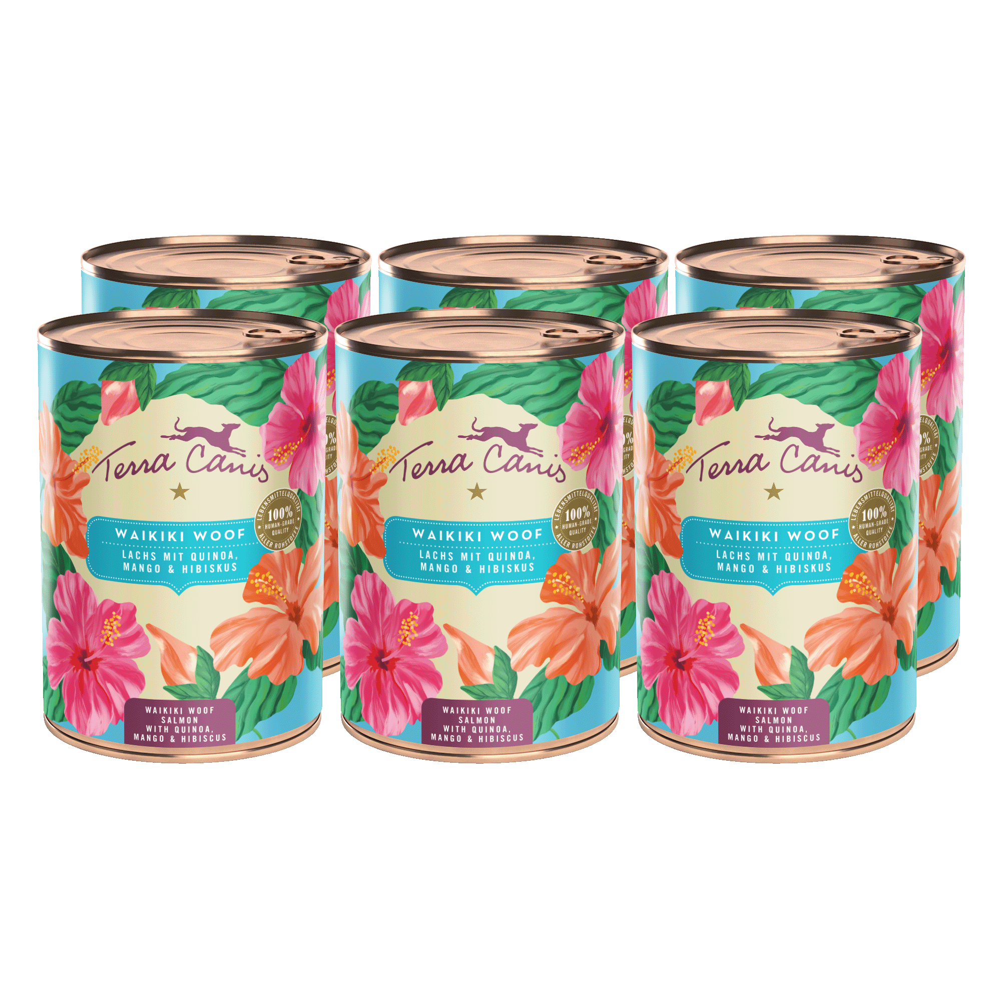 Terra Canis Flower Menü | Waikiki Woof: Lachs mit Quinoa, Mango und Hibiskus 6x 400g