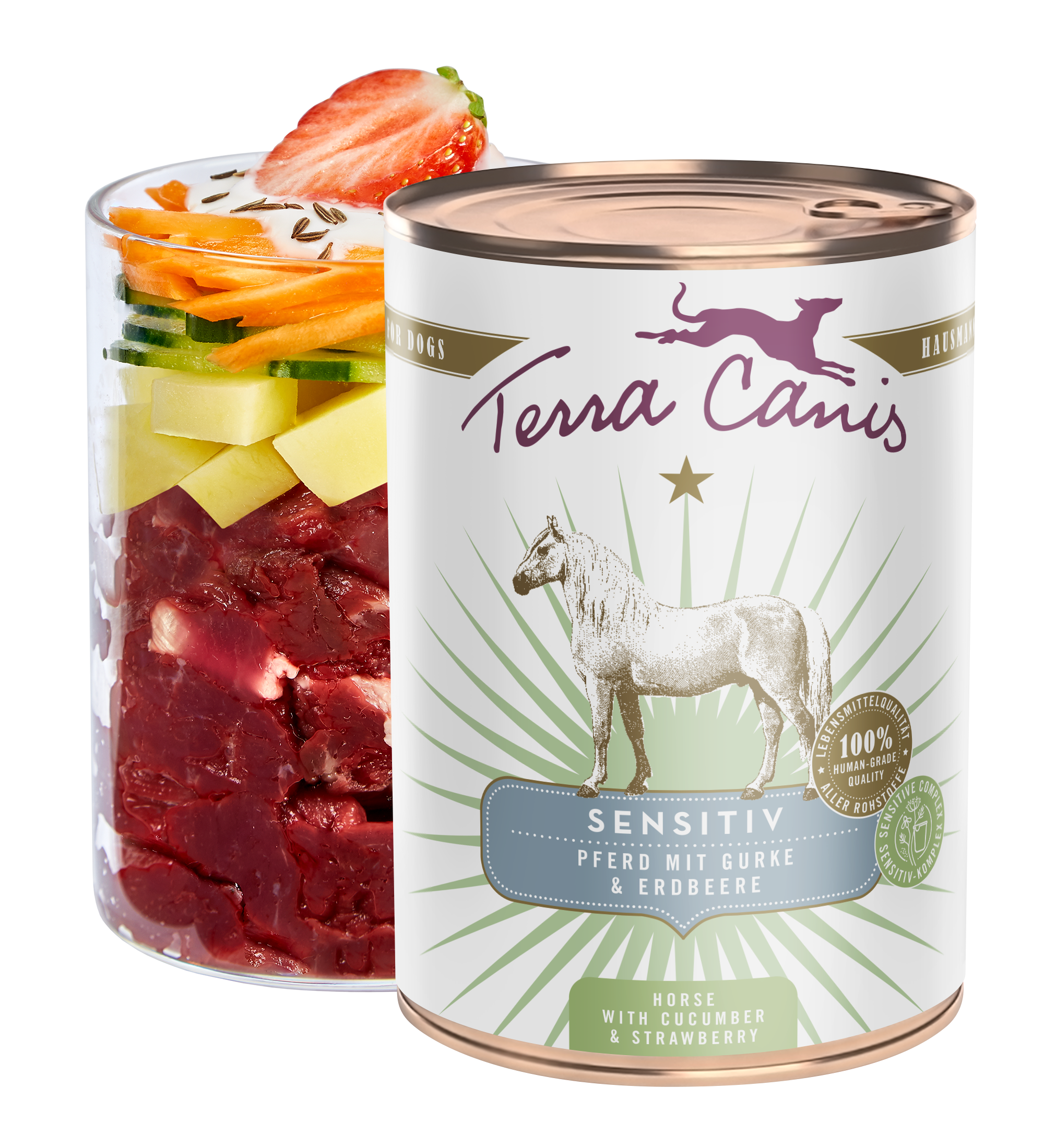 Cavallo con cetriolo e fragola