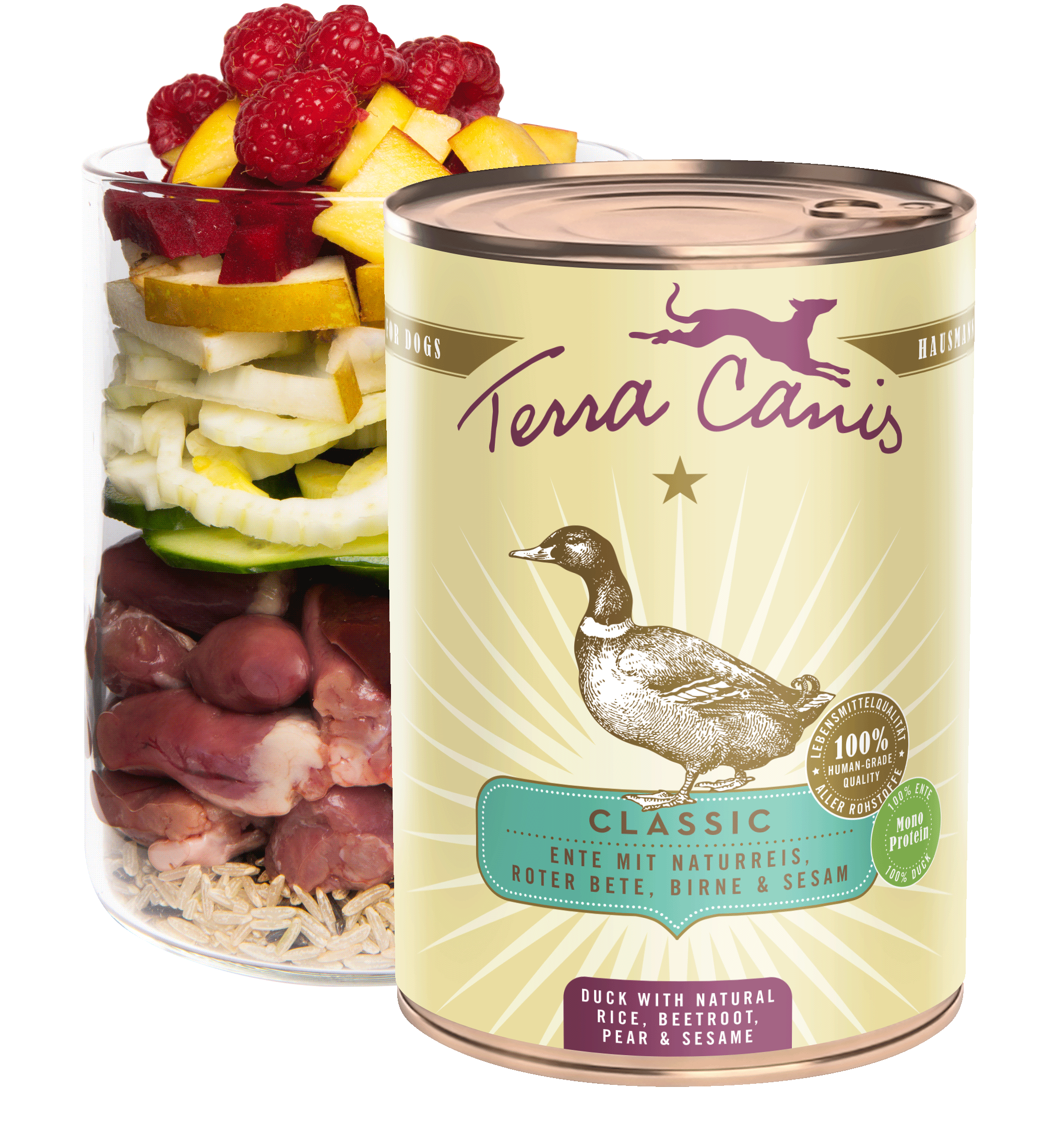 Ente mit Naturreis, Roter Bete, Birne und Sesam