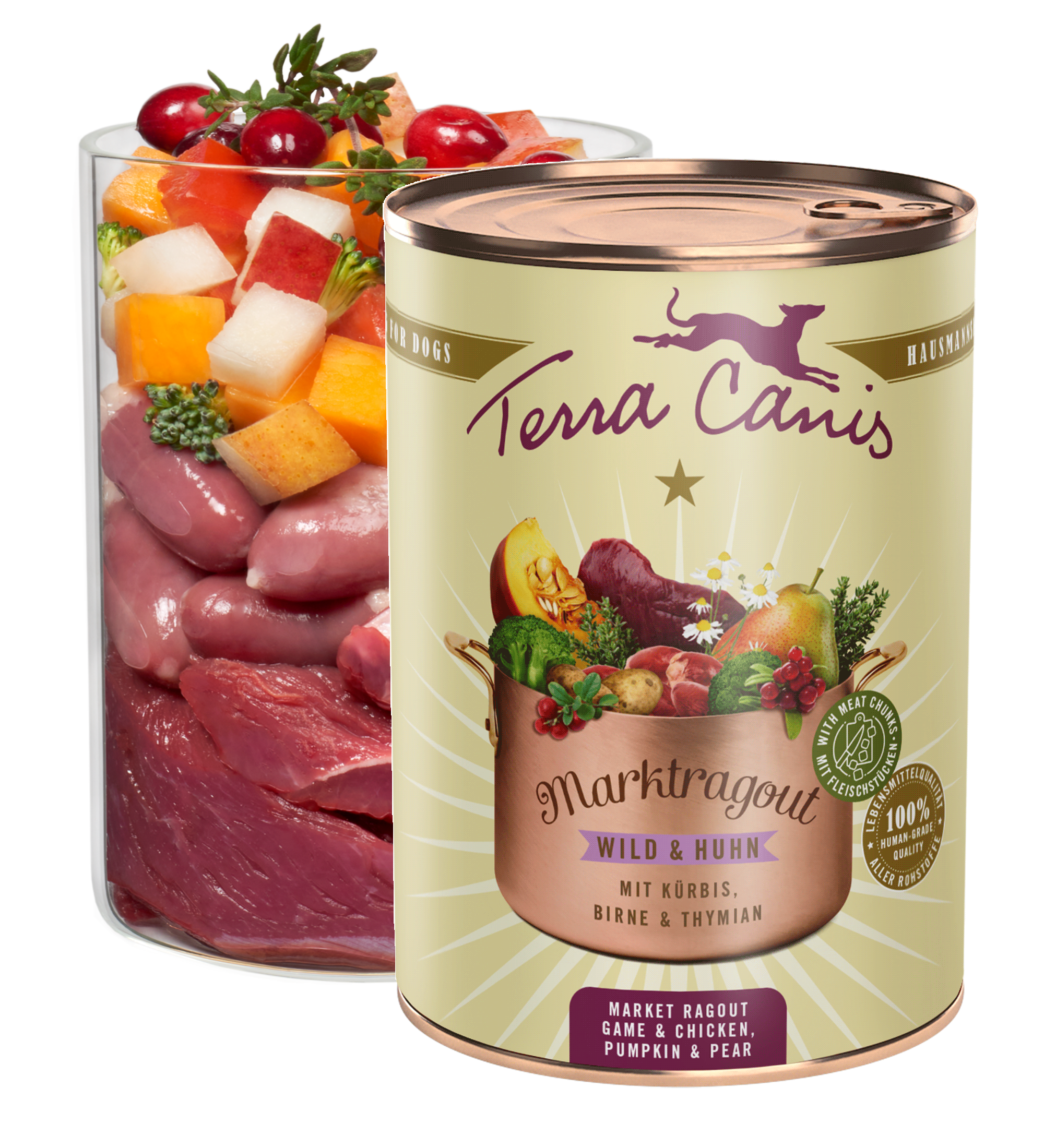 Wild und Huhn mit Kürbis, Birne und Thymian