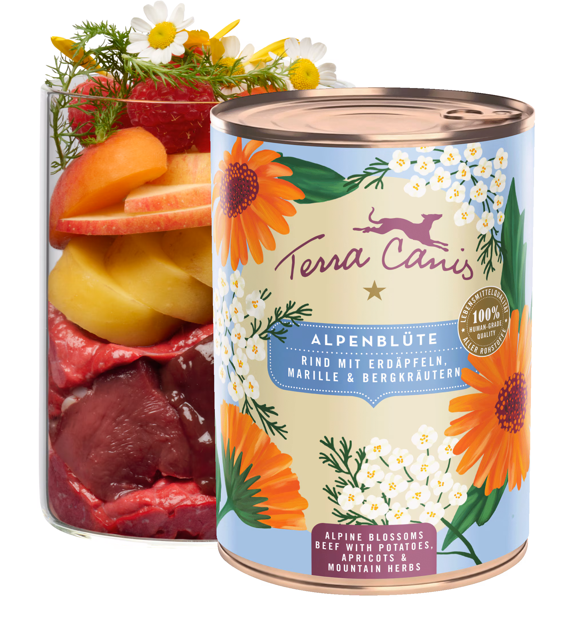 Alpenblüte: Rind mit Erdäpfeln, Marille und Bergkräutern