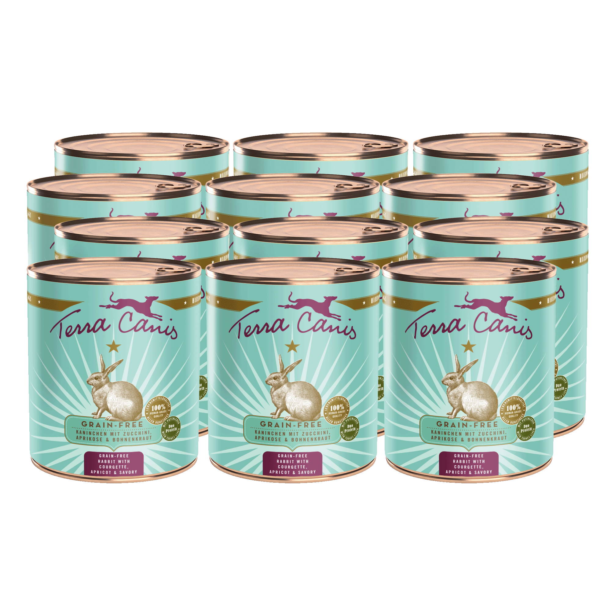 Terra Canis Getreidefrei | Kaninchen mit Zucchini, Aprikose und Bohnenkraut 12x 800g