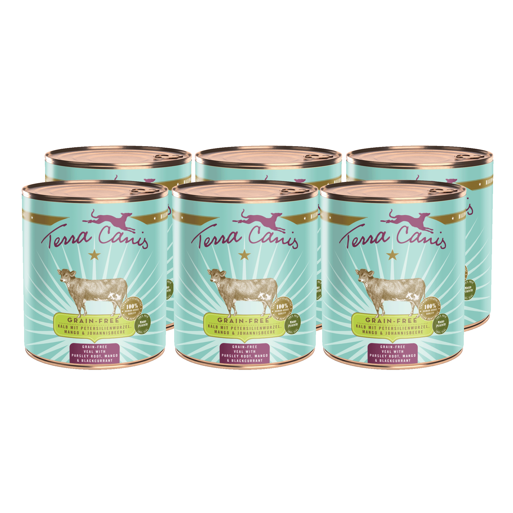 Terra Canis Getreidefrei | Kalb mit Petersilienwurzel, Mango und Johannisbeere 6x 800g