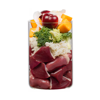 Cherry Blossom: chicken with rice, sesame seeds and fine cherry puree