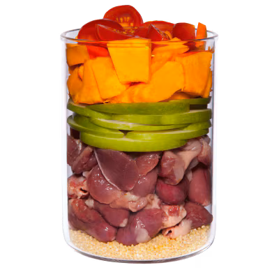 Huhn mit Kürbis, Kamille und Tomate