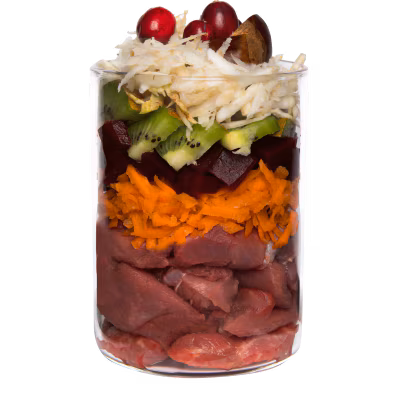 Wildschwein mit Roter Bete, Kastanie und Chiasamen
