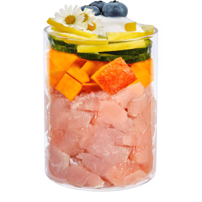 Kaninchen mit Kürbis und Blaubeere