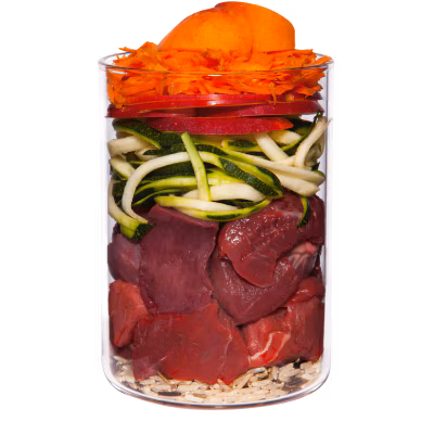 Manzo con carota, mela e riso integrale